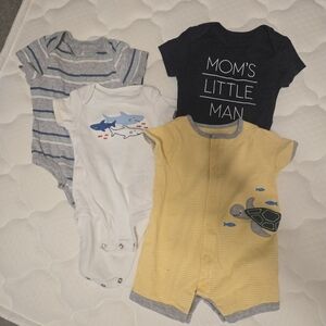 Mom's Little Man Navy, Yellow & White Baby One-Piece Set 0-3 months